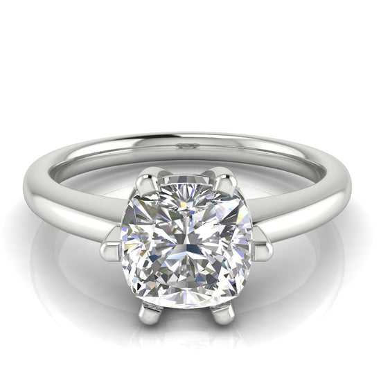 6 Prong Donut Cushion Cut Moissanite Engagement Ring