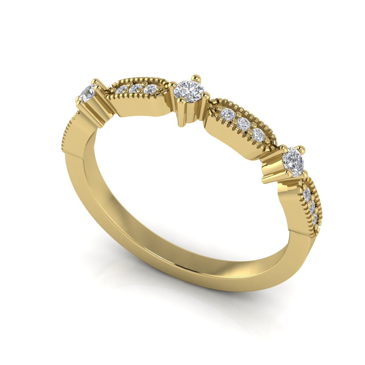 Bead Set Moissanite Wedding Ring