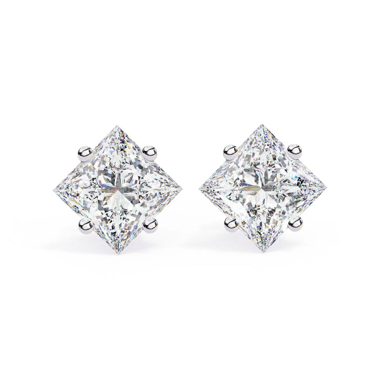 Princess Cut Four Prong Lab Diamond Studs Earring