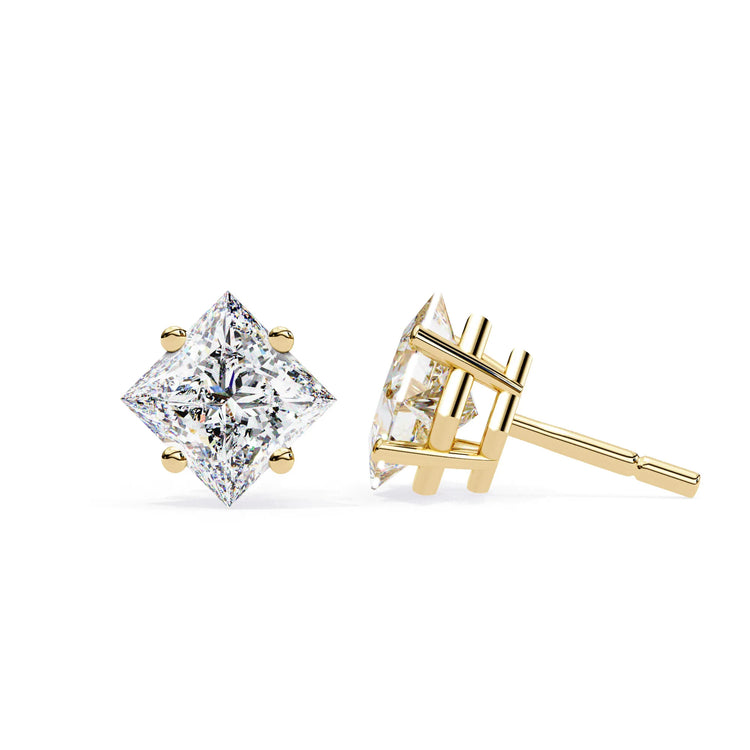 Princess Cut Four Prong Lab Diamond Studs Earring