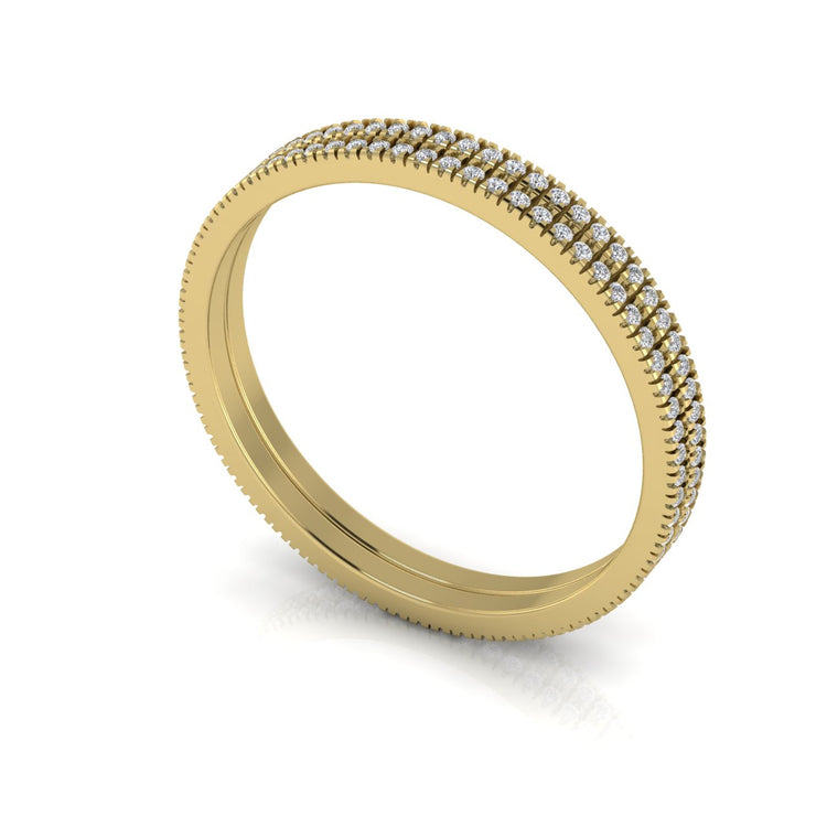 Double Row Pave Lab Diamond Wedding Ring