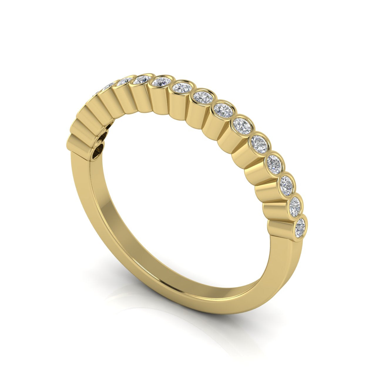 Bezel Set Half Eternity Moissanite Wedding Ring
