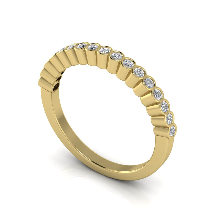 Bezel Set Half Eternity Moissanite Wedding Ring