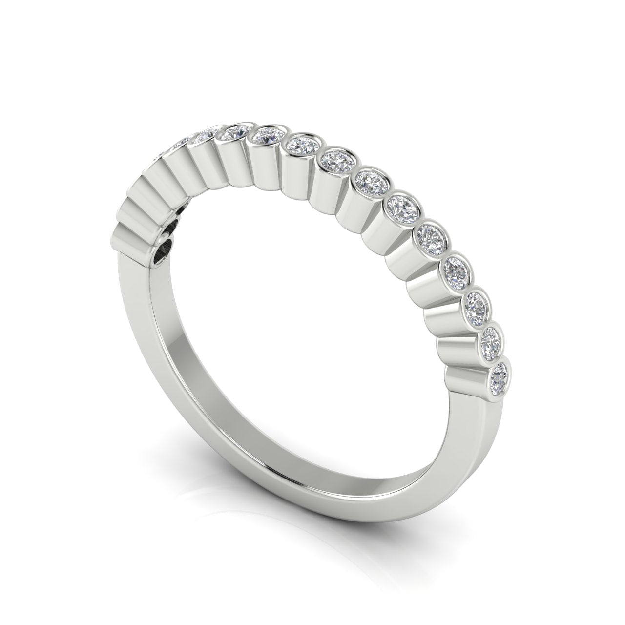 Bezel Set Half Eternity Moissanite Wedding Ring