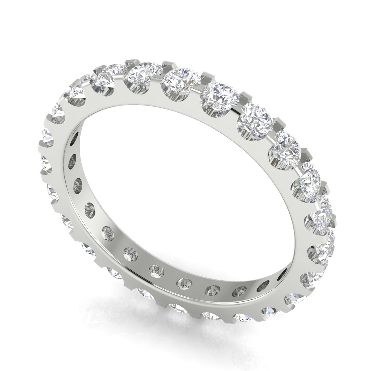 Shared Prong Round Cut Eternity Moissanite Wedding Ring