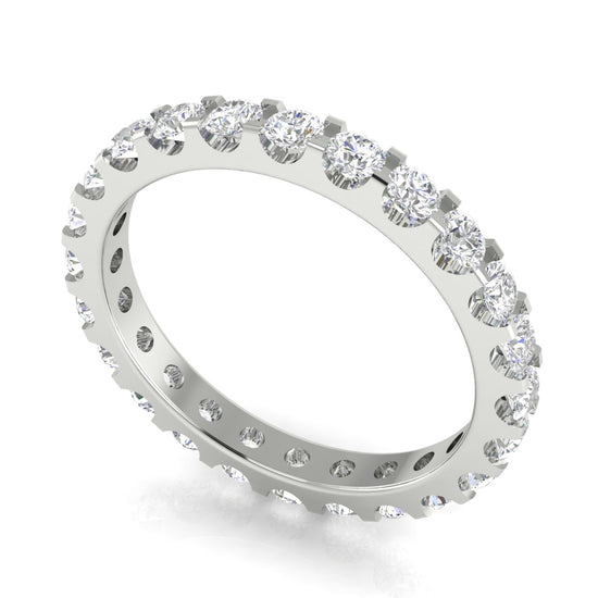 Shared Prong Round Cut Eternity Moissanite Wedding Ring