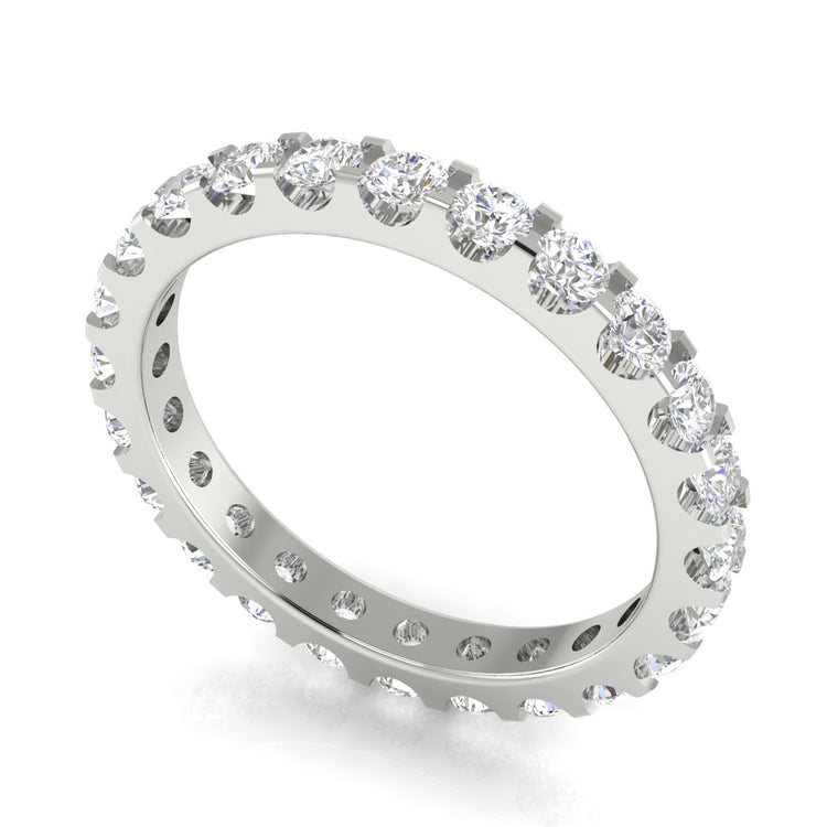 Shared Prong Round Cut Eternity Moissanite Wedding Ring