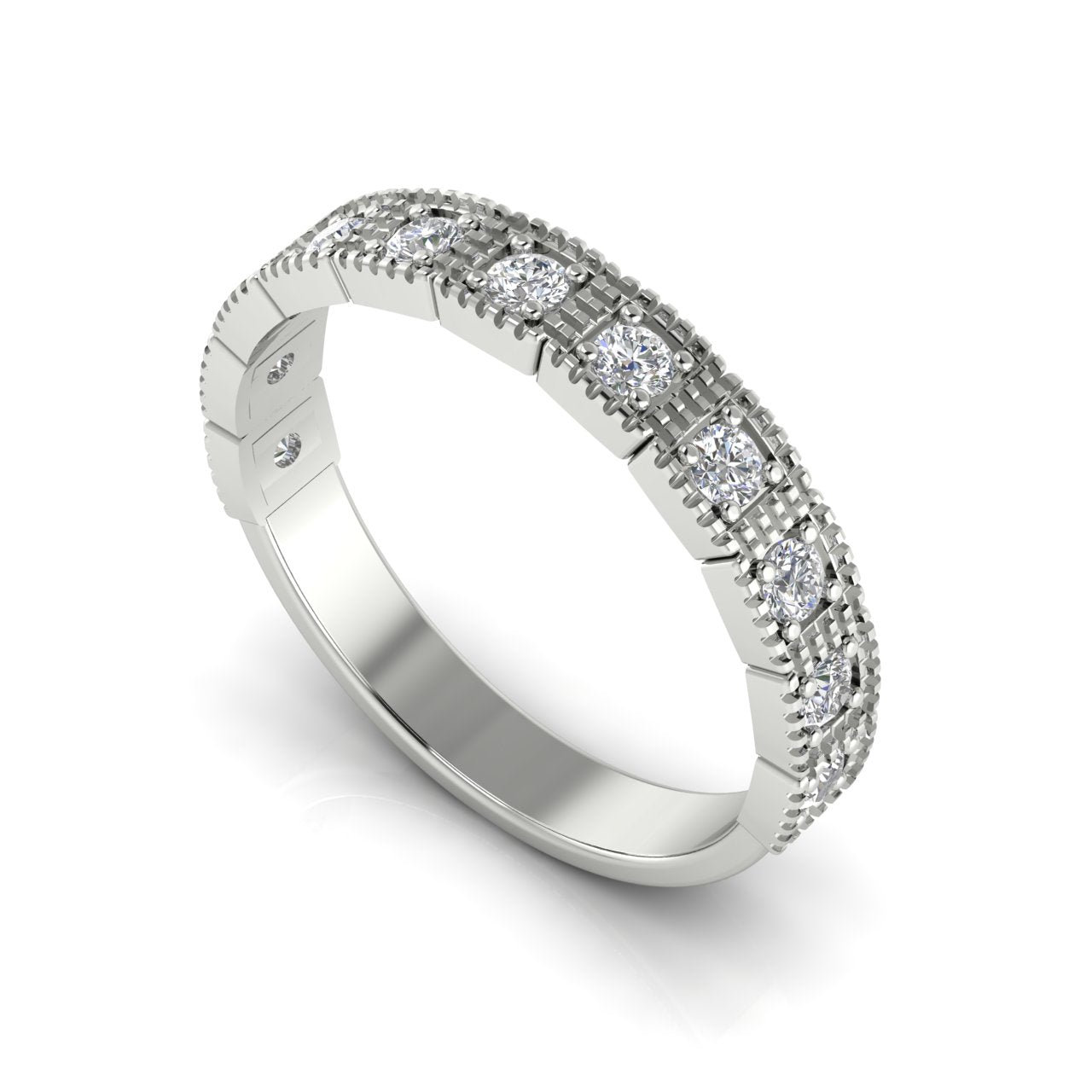 Prong Set Half Eternity Lab Diamond Wedding Ring