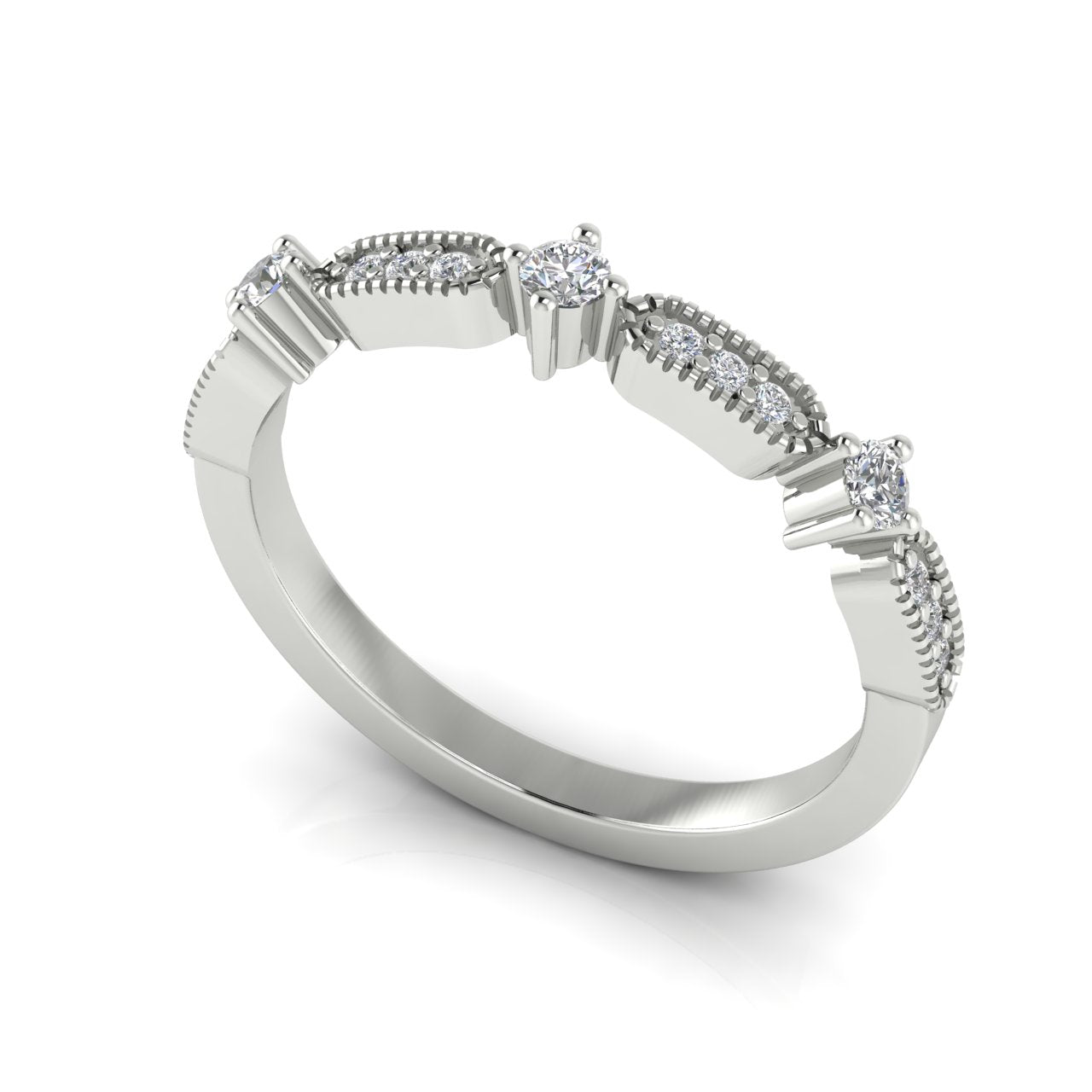 Bead Set Moissanite Wedding Ring