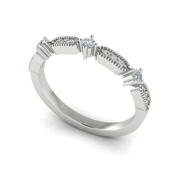Bead Set Moissanite Wedding Ring