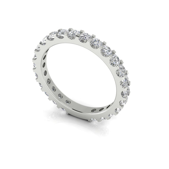 Triple Pave Row Gold Moissanite Wedding Ring