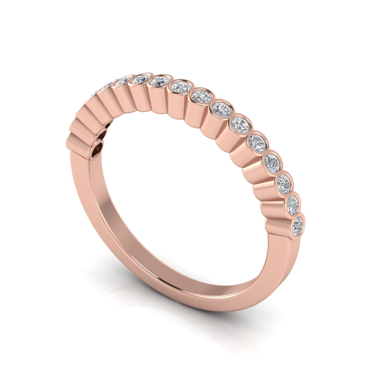 Bezel Set Half Eternity Moissanite Wedding Ring
