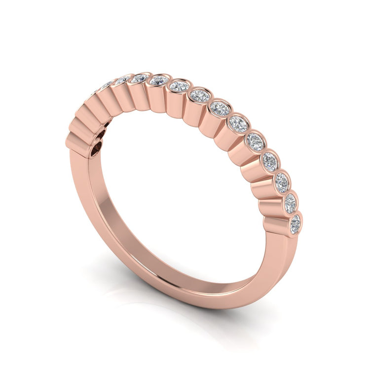 Bezel Set Half Eternity Moissanite Wedding Ring