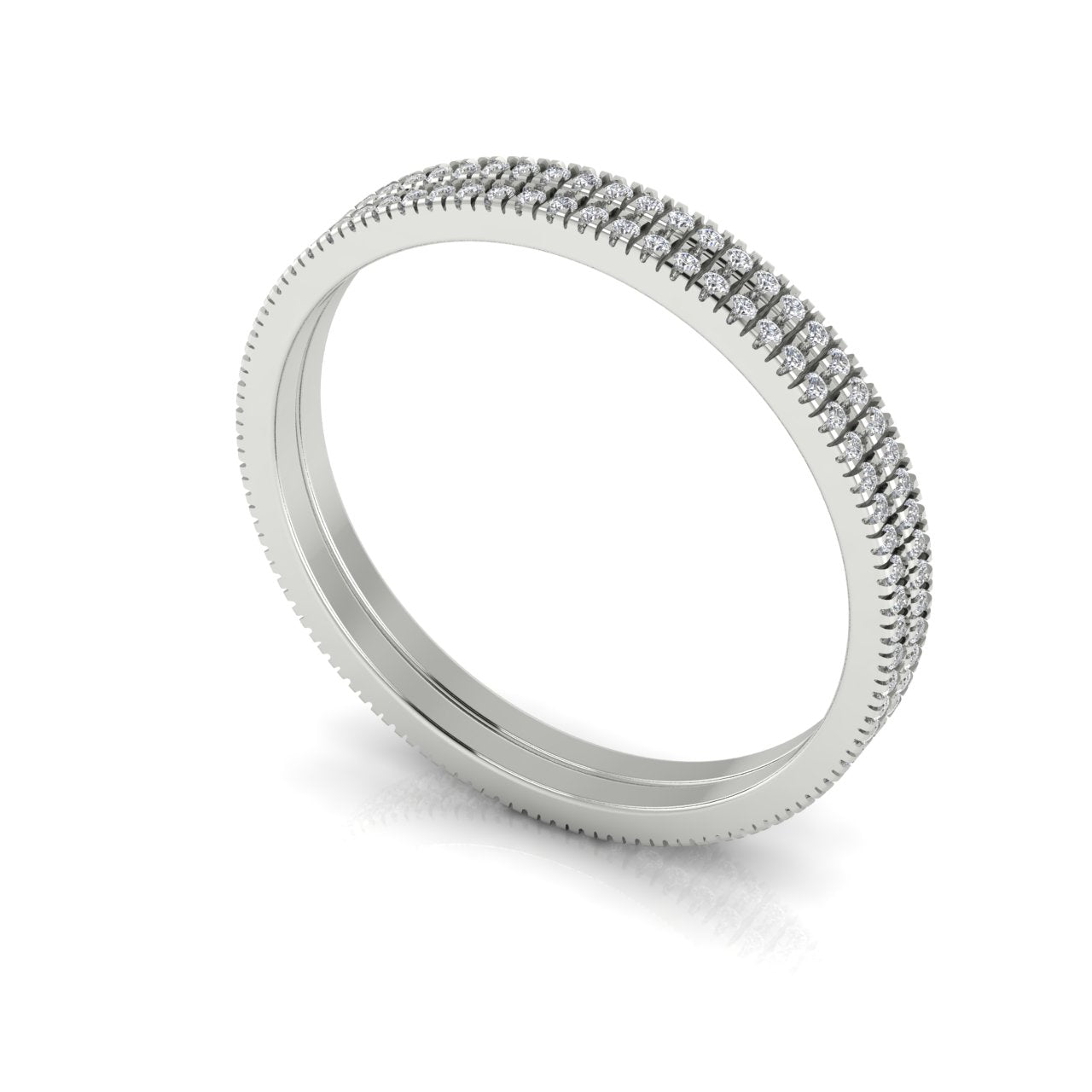 Double Row Pave Lab Diamond Wedding Ring