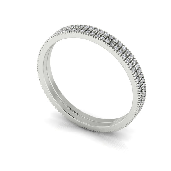 Double Row Pave Lab Diamond Wedding Ring