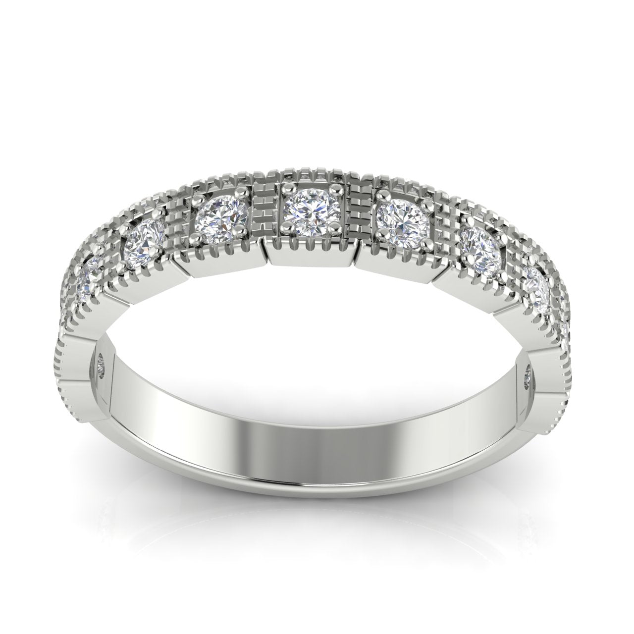 Prong Set Half Eternity Lab Diamond Wedding Ring