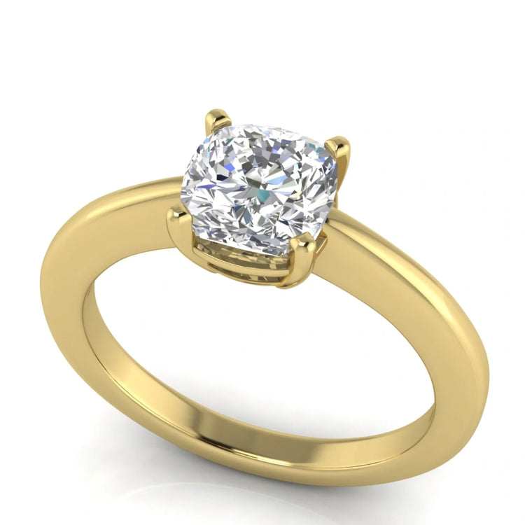 4 Prong Basket Cushion Cut Lab Diamond Engagement Ring