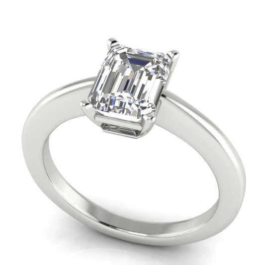 4 Prong Basket Emerald Cut Lab Diamond Engagement Ring