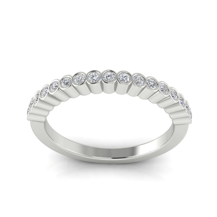 Bezel Set Half Eternity Moissanite Wedding Ring