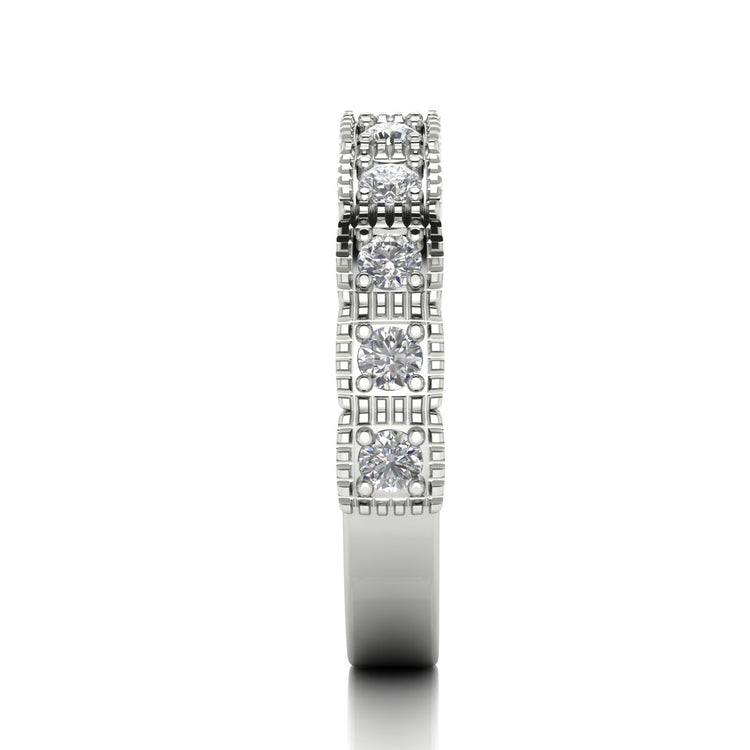Prong Set Half Eternity Lab Diamond Wedding Ring