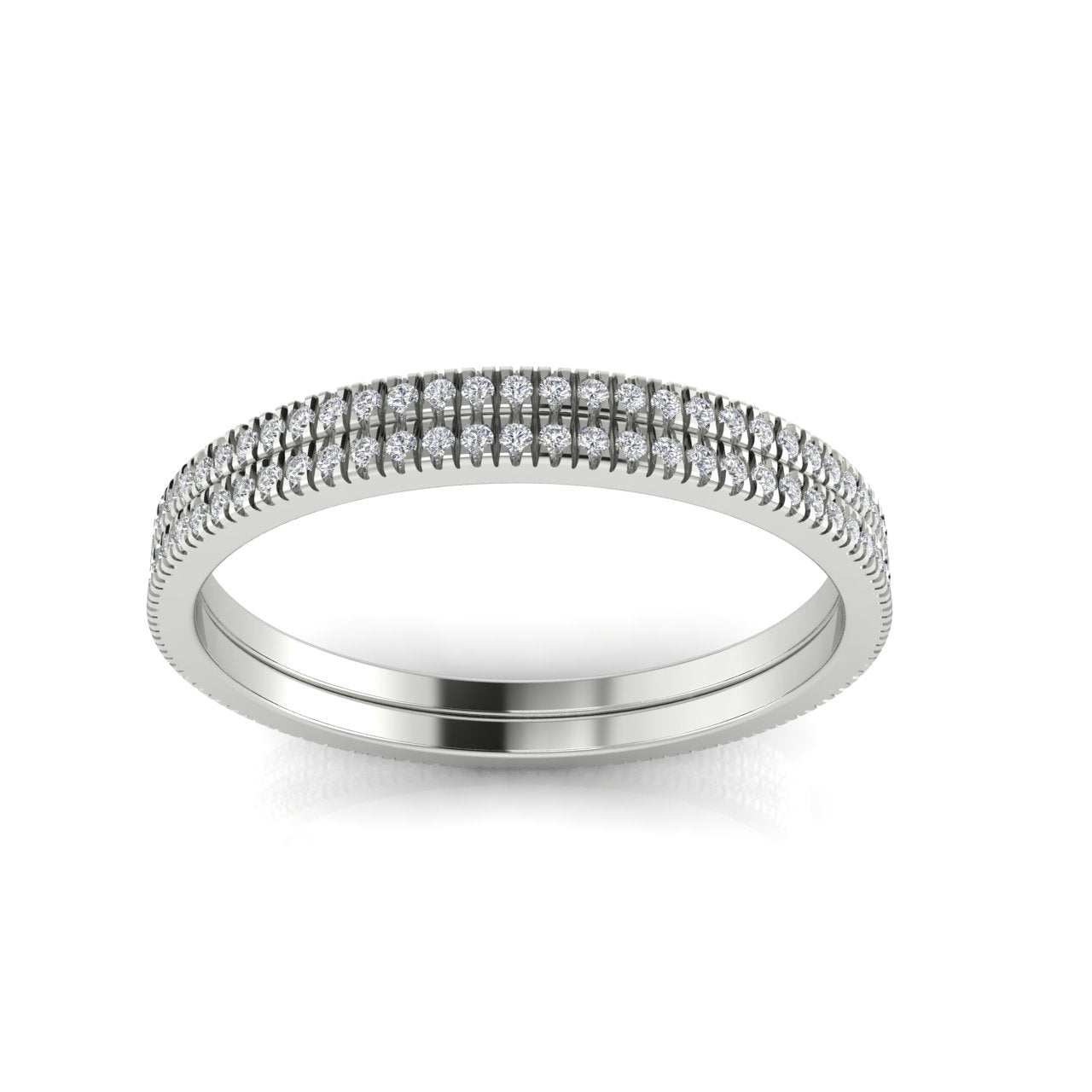 Double Row Pave Lab Diamond Wedding Ring
