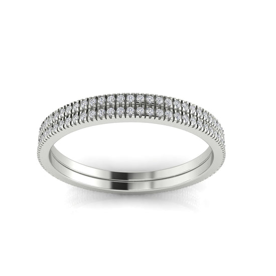 Double Row Pave Lab Diamond Wedding Ring