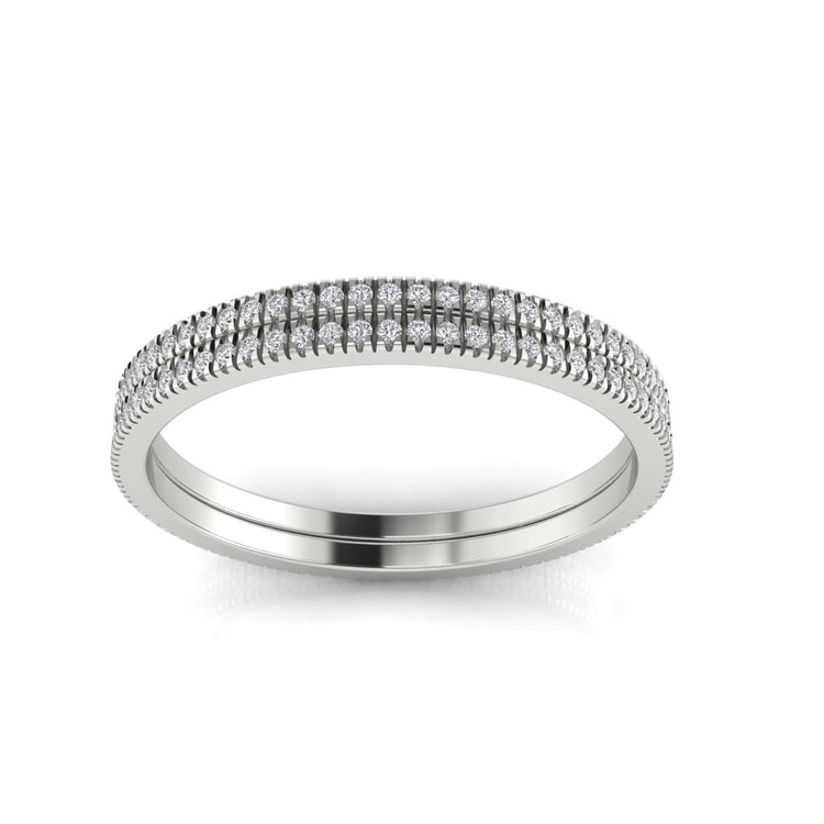 Double Row Pave Lab Diamond Wedding Ring