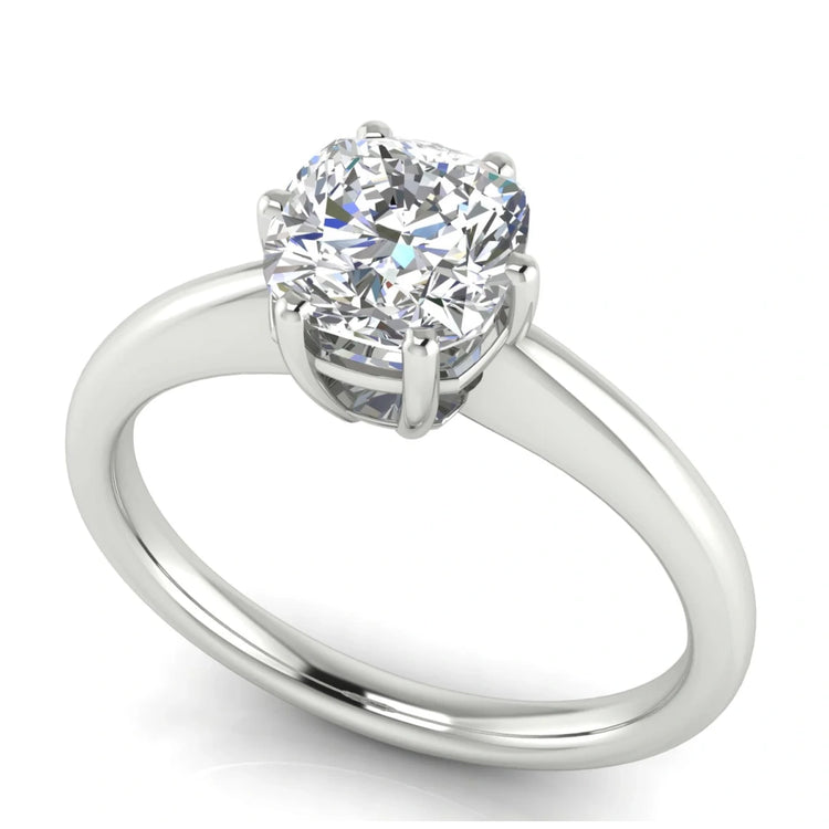 6 Prong Donut Cushion Cut Lab Diamond Engagement Ring