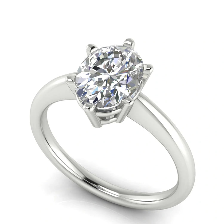 6 Prong Donut Oval Lab Diamond Engagement Ring