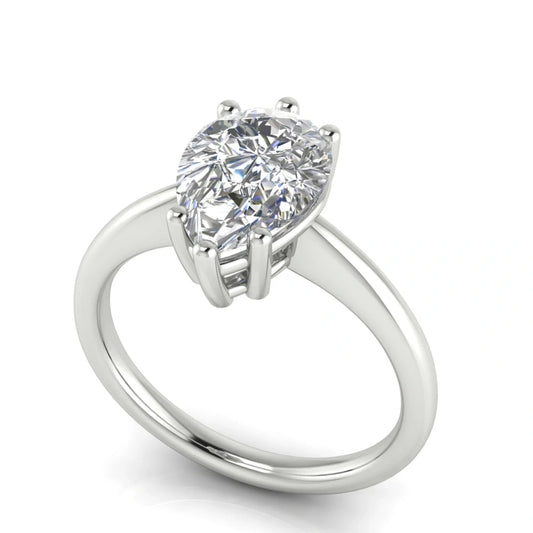 6 Prong Donut Pear Shaped Lab Diamond Engagement Ring
