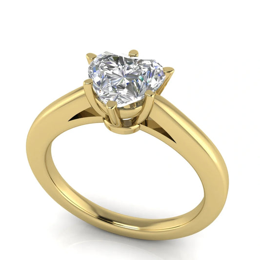 6 prong Cathedral Heart Shaped Lab Diamond Engagement Ring