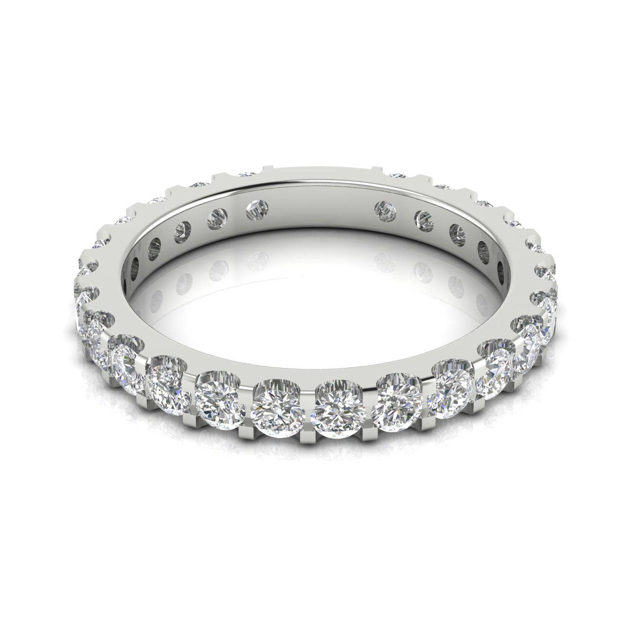 Triple Pave Row Gold Moissanite Wedding Ring