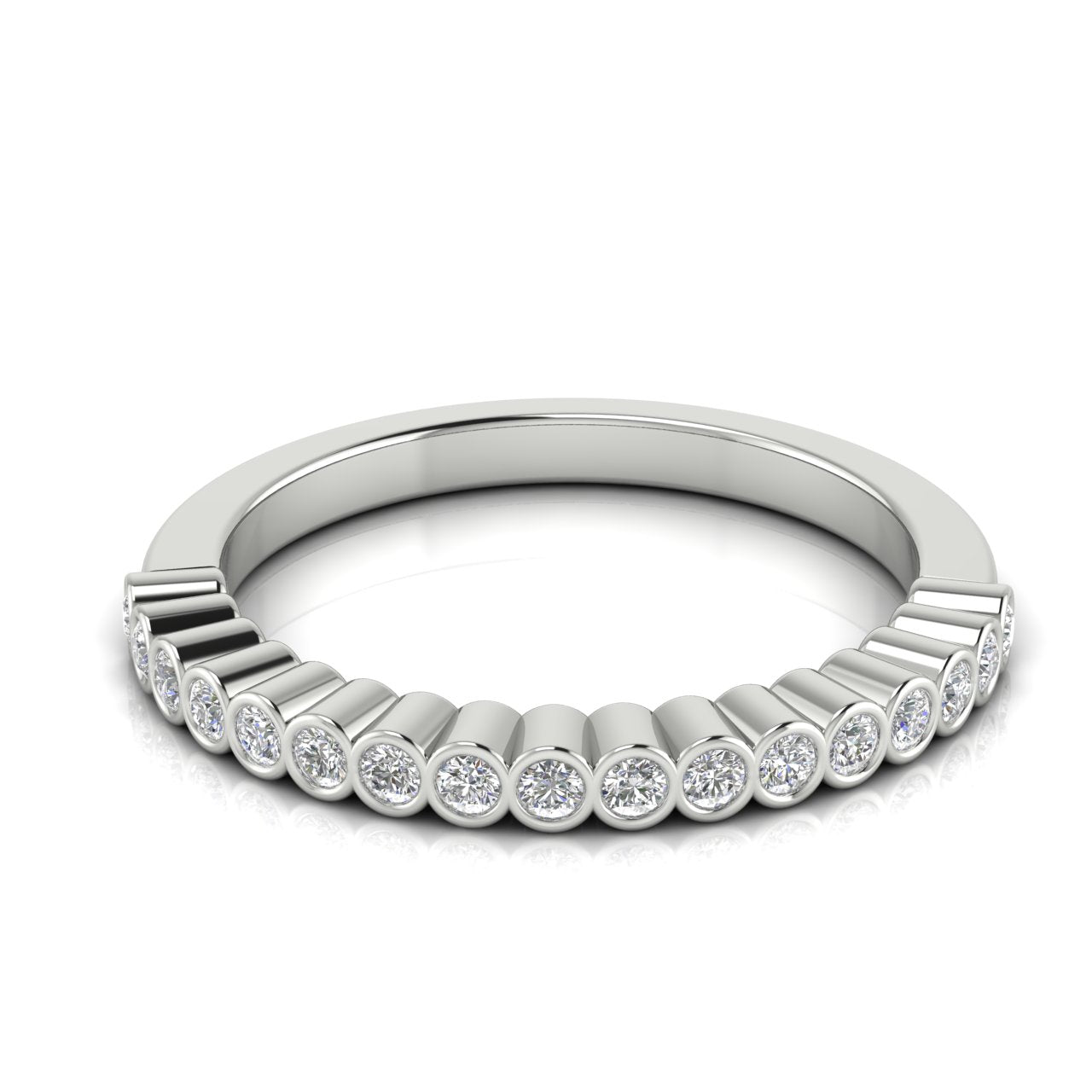 Bezel Set Half Eternity Moissanite Wedding Ring
