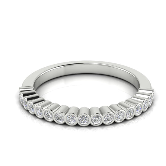 Bezel Set Half Eternity Moissanite Wedding Ring