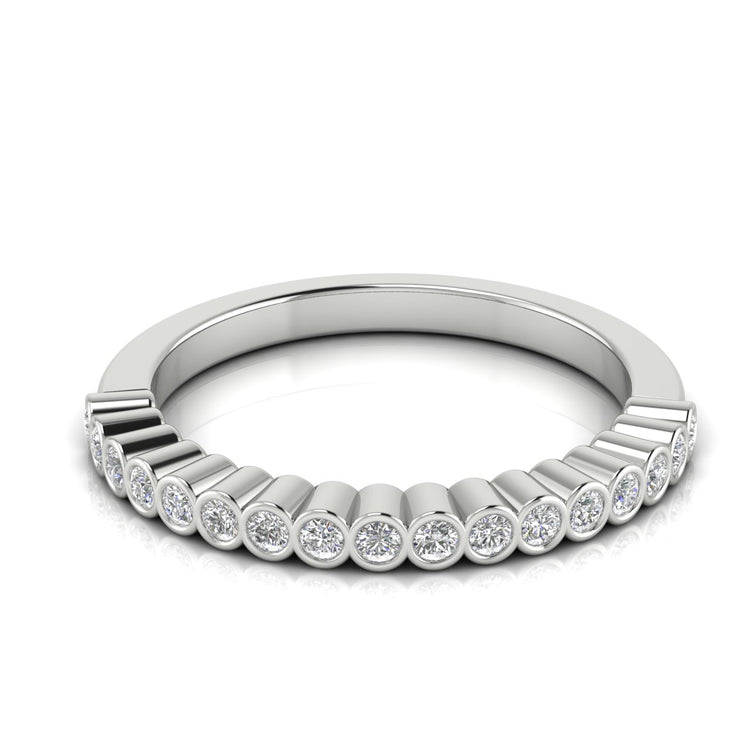 Bezel Set Half Eternity Moissanite Wedding Ring