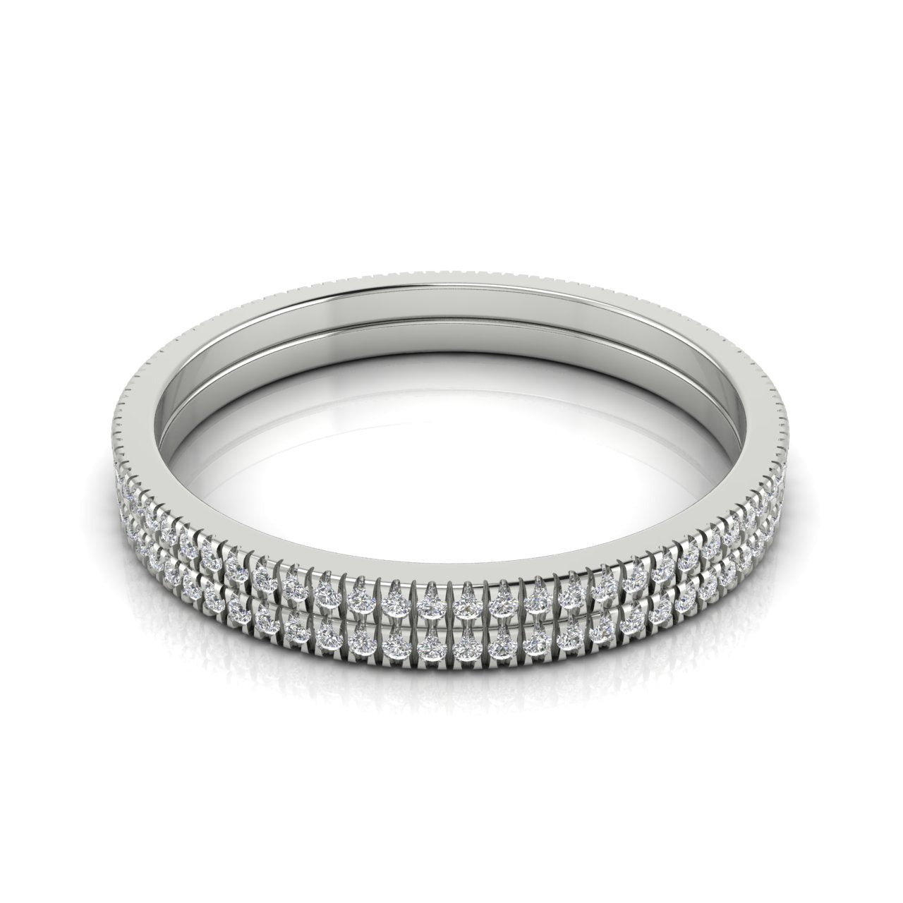 Double Row Pave Lab Diamond Wedding Ring