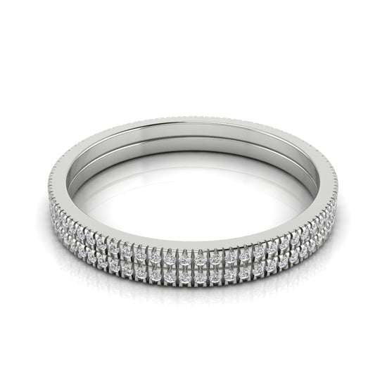 Double Row Pave Lab Diamond Wedding Ring