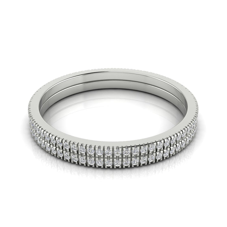 Double Row Pave Lab Diamond Wedding Ring
