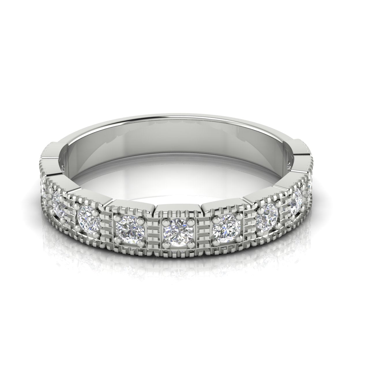 Prong Set Half Eternity Lab Diamond Wedding Ring