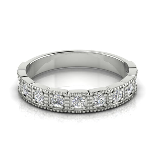 Prong Set Half Eternity Lab Diamond Wedding Ring