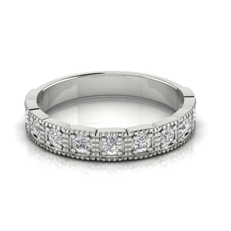 Prong Set Half Eternity Lab Diamond Wedding Ring