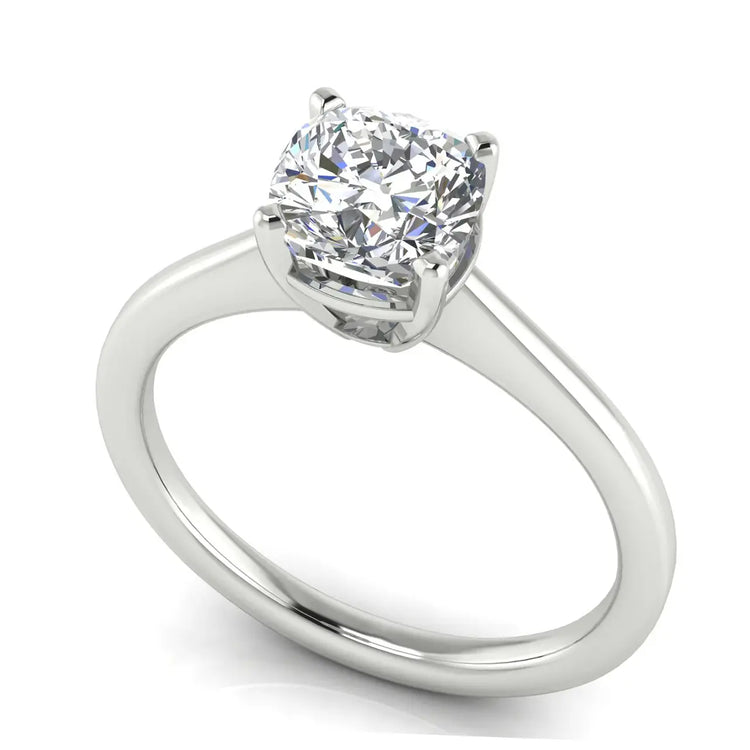 Basket Set Floating Cushion Cut Lab Diamond Engagement Ring