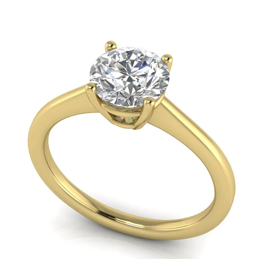Basket Set Floating Round Cut Lab Diamond Engagement Ring
