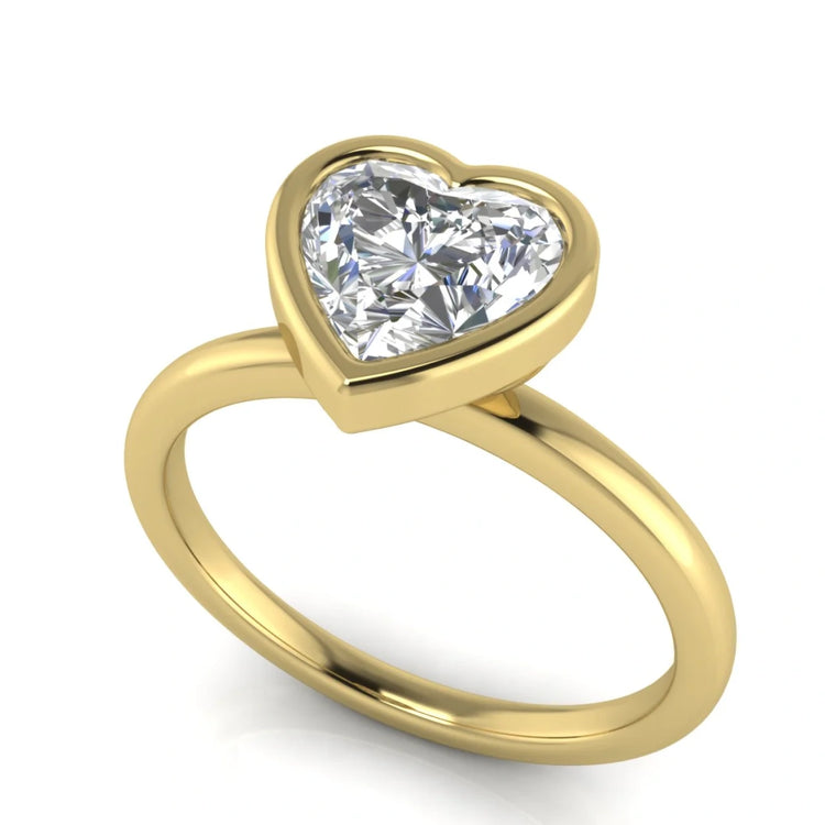 Bezel Heart Shaped Lab Diamond Engagement Ring
