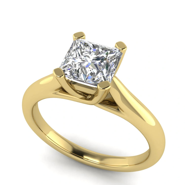 Bypass Basket Princess Cut Lab Diamond Engagement Ring
