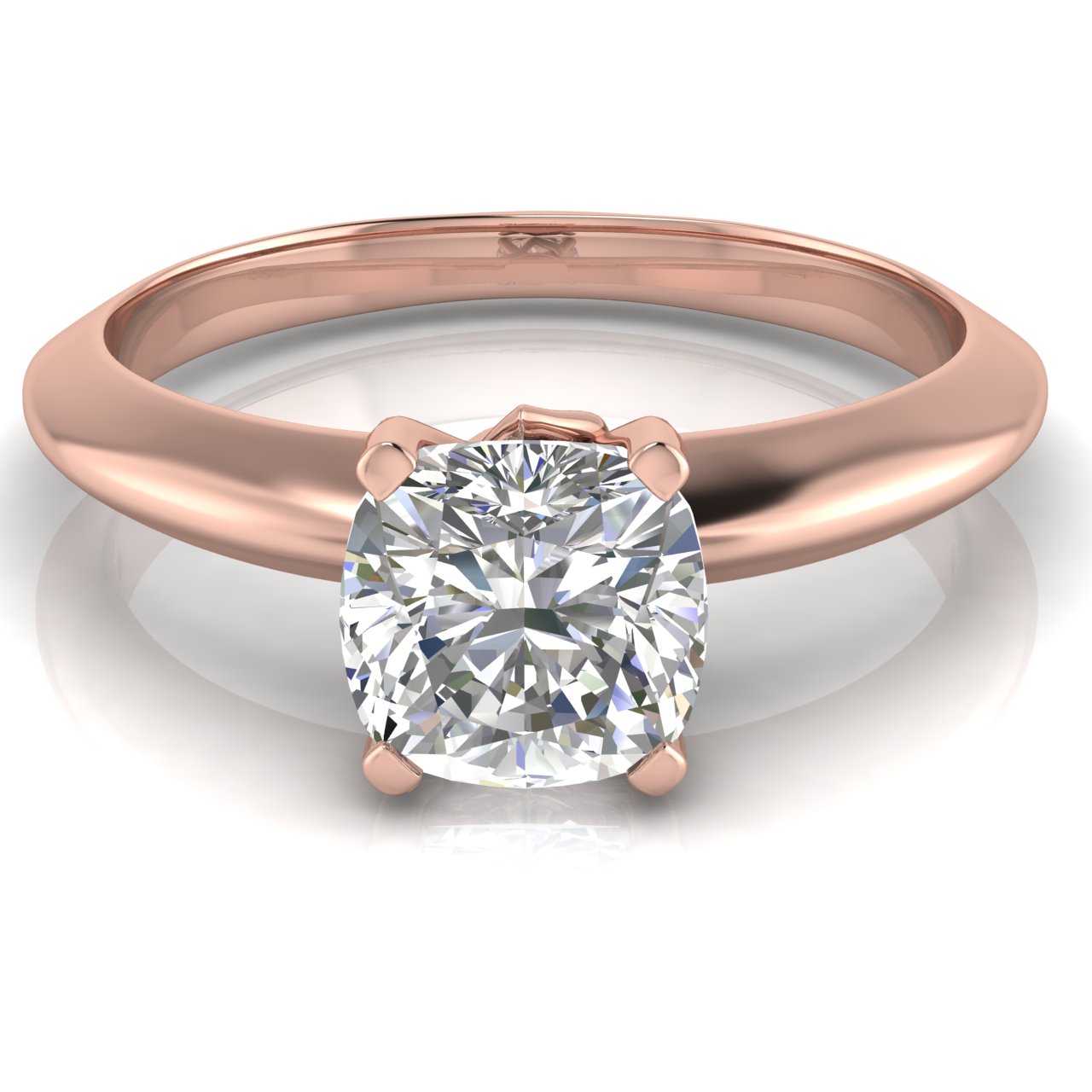 Tulip Prong Cushion Cut Lab Diamond Engagement Ring
