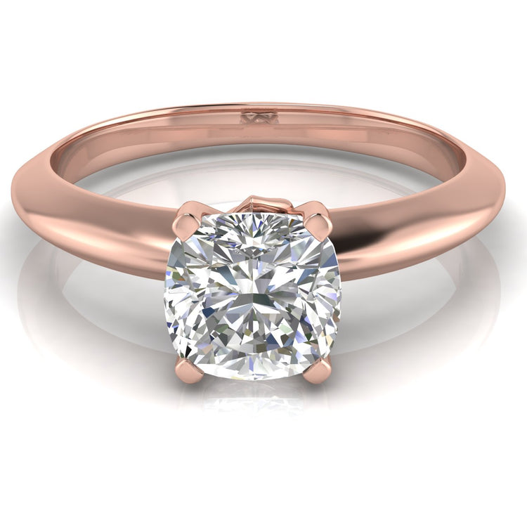 Tulip Prong Cushion Cut Lab Diamond Engagement Ring