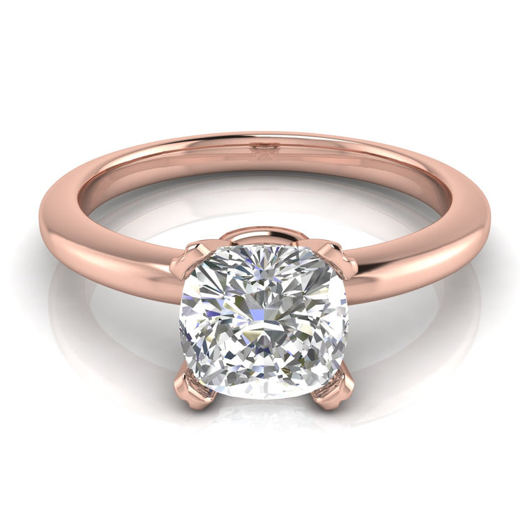Basket Set Cushion Cut Moissanite Engagement Ring