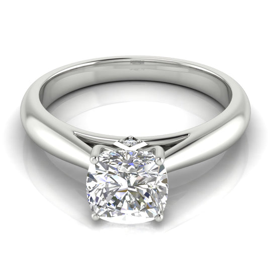 Elegant Hidden Stone Cushion Cut Engagement Ring | Moissanite | Lab Grown Diamond