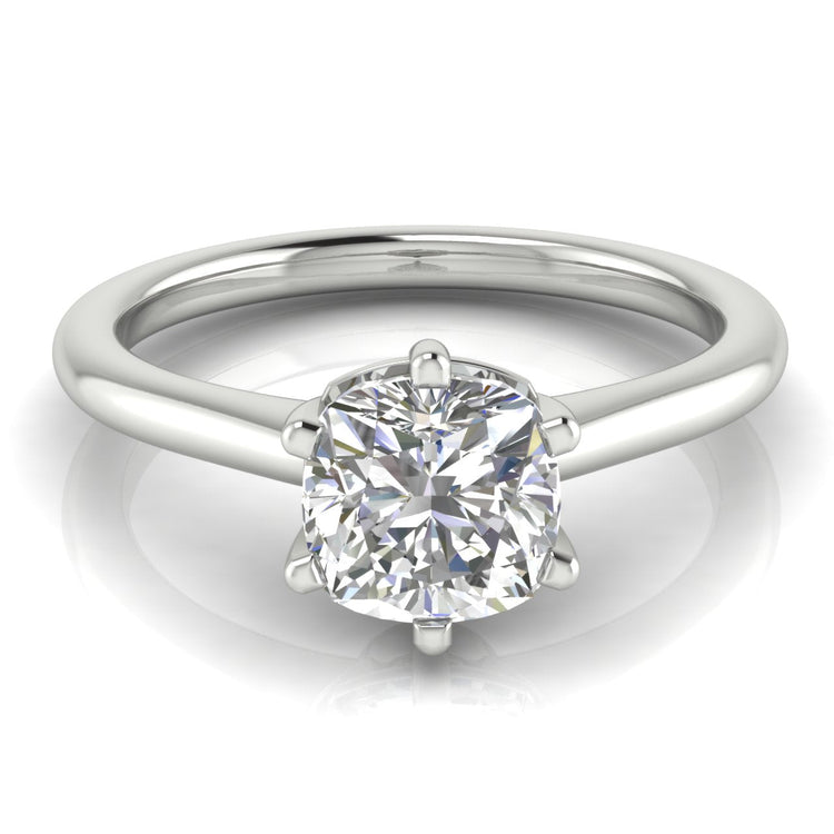 6 Prong Floating Cushion Cut Lab Diamond Engagement Ring